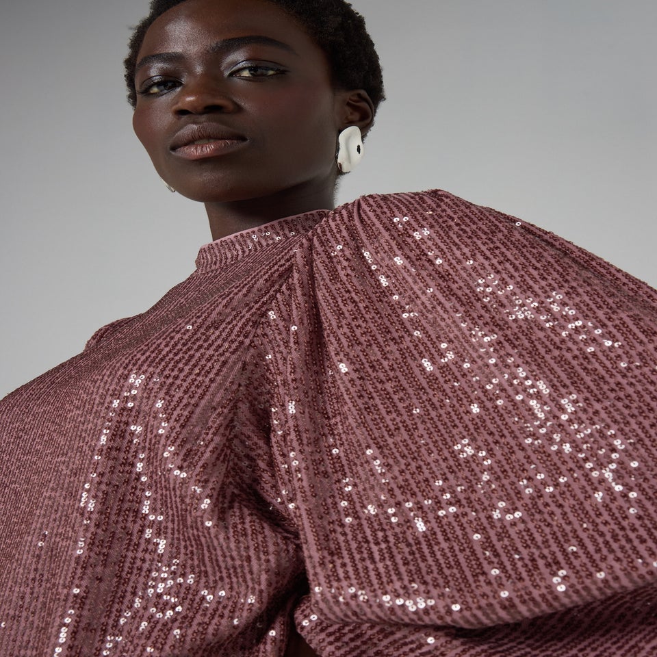 Et Vous Mauve Sequin Batwing Mini Dress