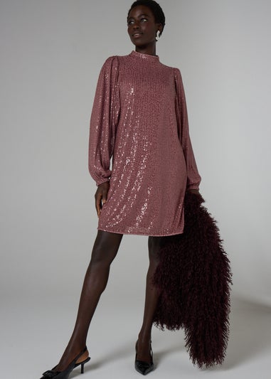Et Vous Mauve Sequin Batwing Mini Dress