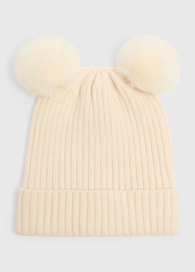 Girls Oatmeal Pom Beanie (3-13yrs)