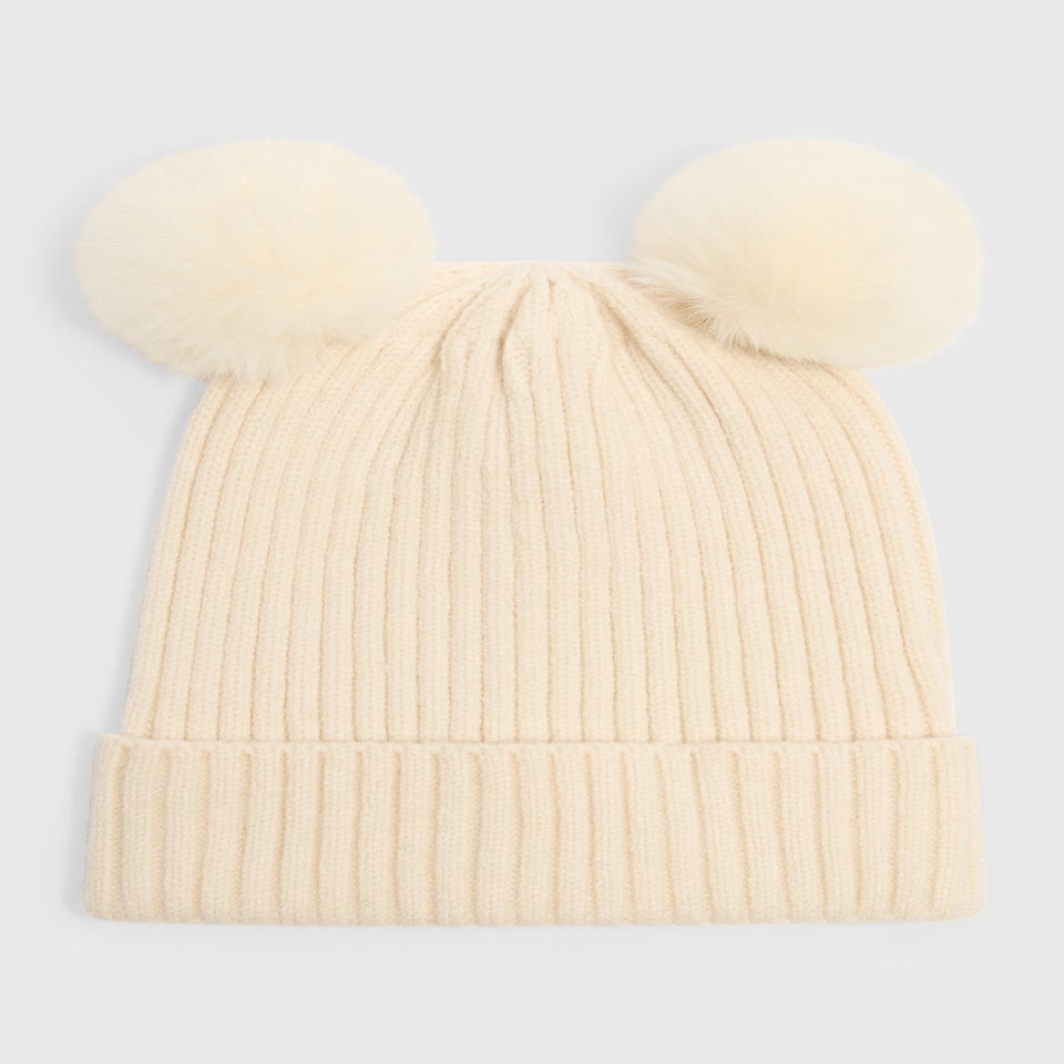 Girls Oatmeal Pom Beanie (3-13yrs)