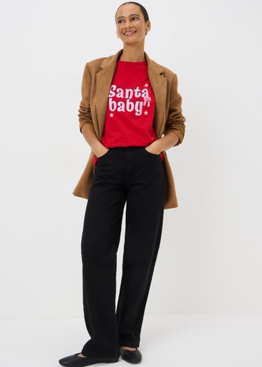 Red Santa Baby Slogan Pyjama T-Shirt