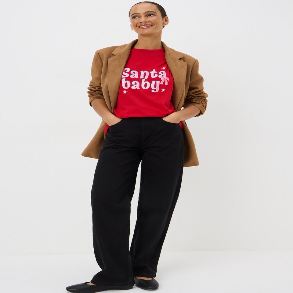 Red Santa Baby Slogan Pyjama T-Shirt