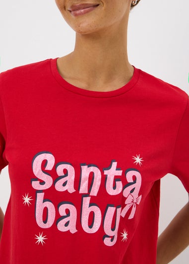 Red Santa Baby Slogan Pyjama T-Shirt