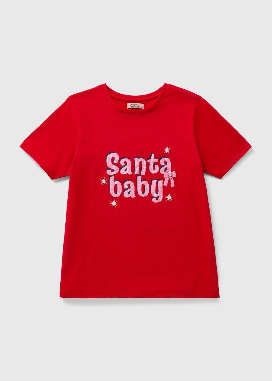 Red Santa Baby Slogan Pyjama T-Shirt