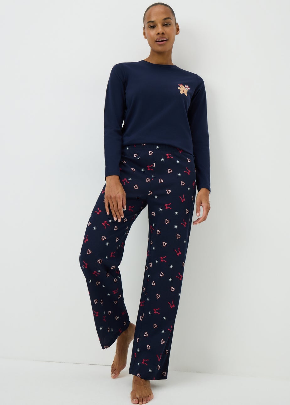 Navy Candy Cane Pyjama Bottoms