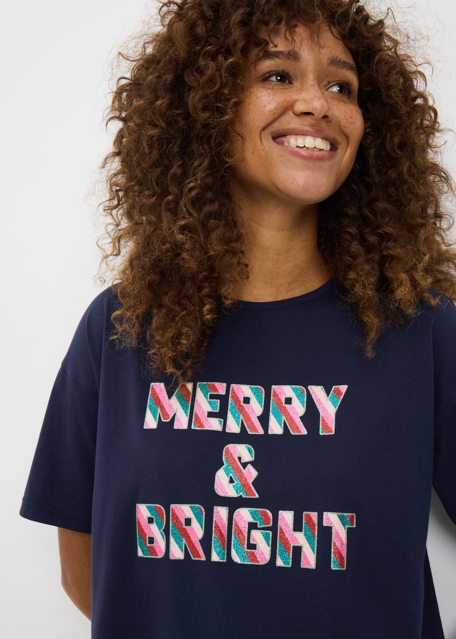 Navy Merry & Bright T-Shirt Nightie