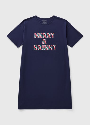 Navy Merry & Bright T-Shirt Nightie
