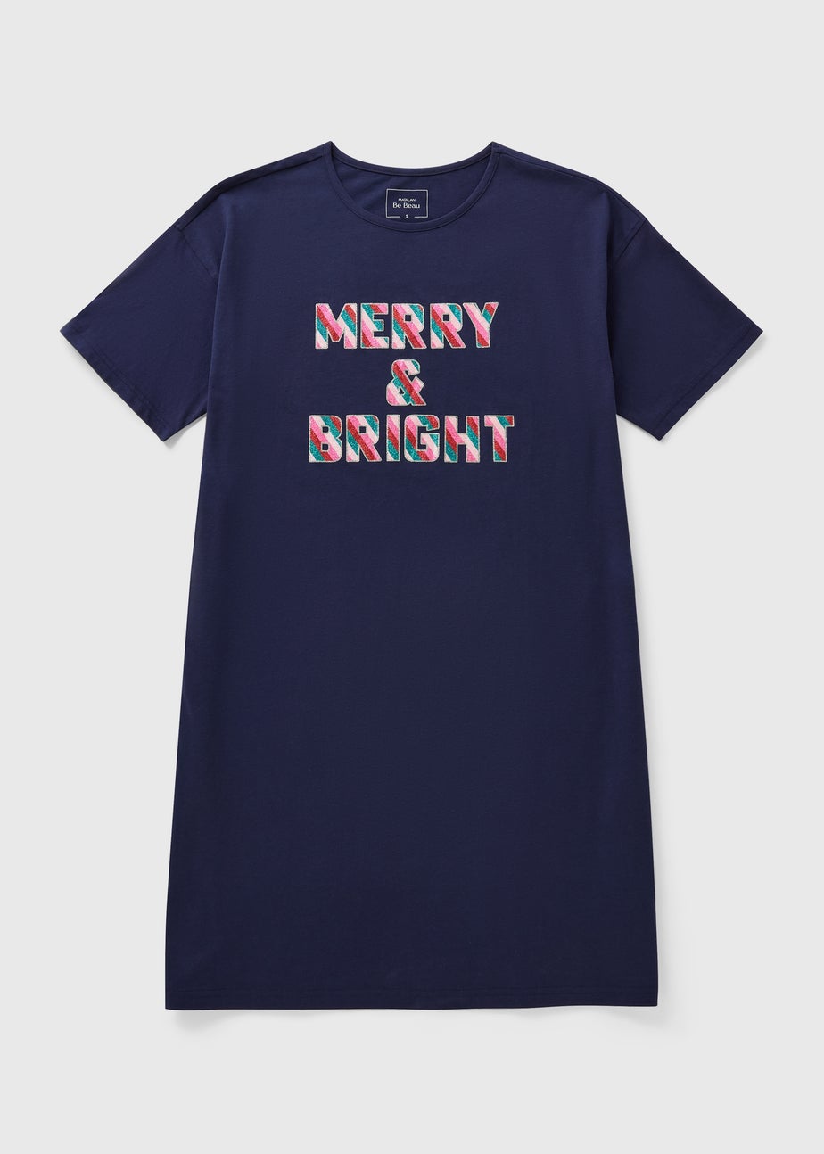 Navy Merry & Bright T-Shirt Nightie