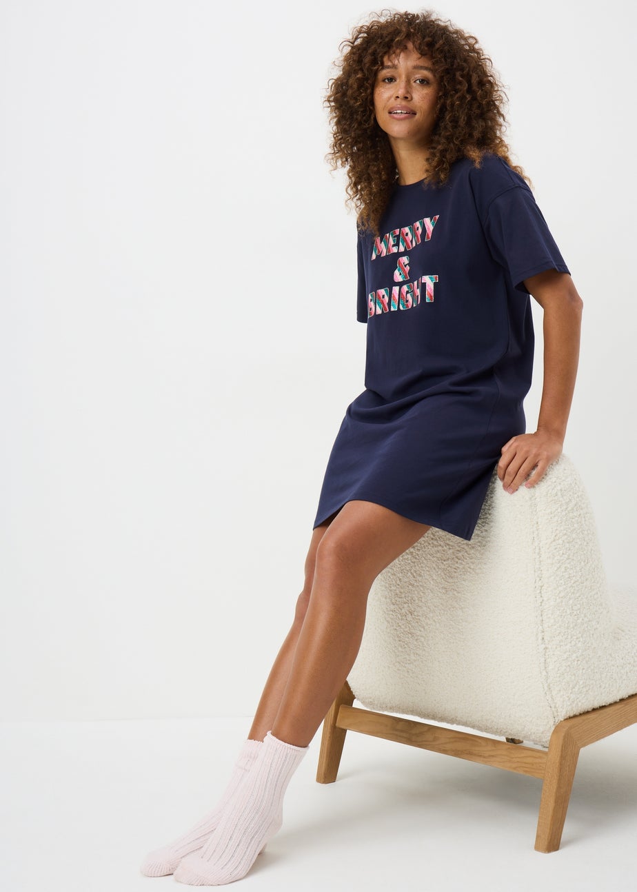 Navy Merry & Bright T-Shirt Nightie