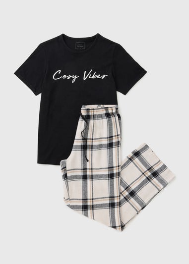 Black Check Cosy Vibes Pyjama Set