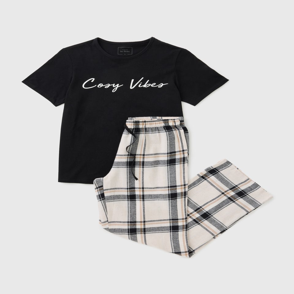Black Check Cosy Vibes Pyjama Set