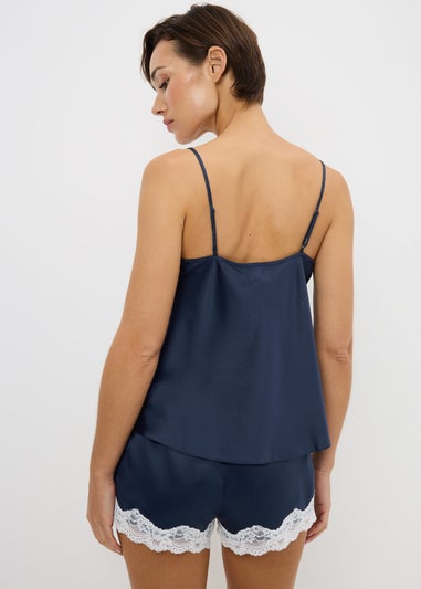 Navy Satin Cami & Shorts Pyjama Set