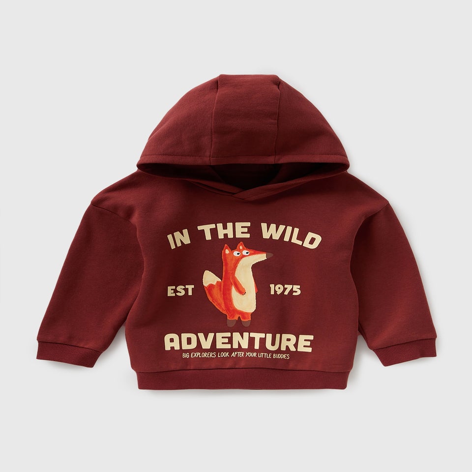 Boys Rust Fox Adventure Hoodie (1-7yrs)