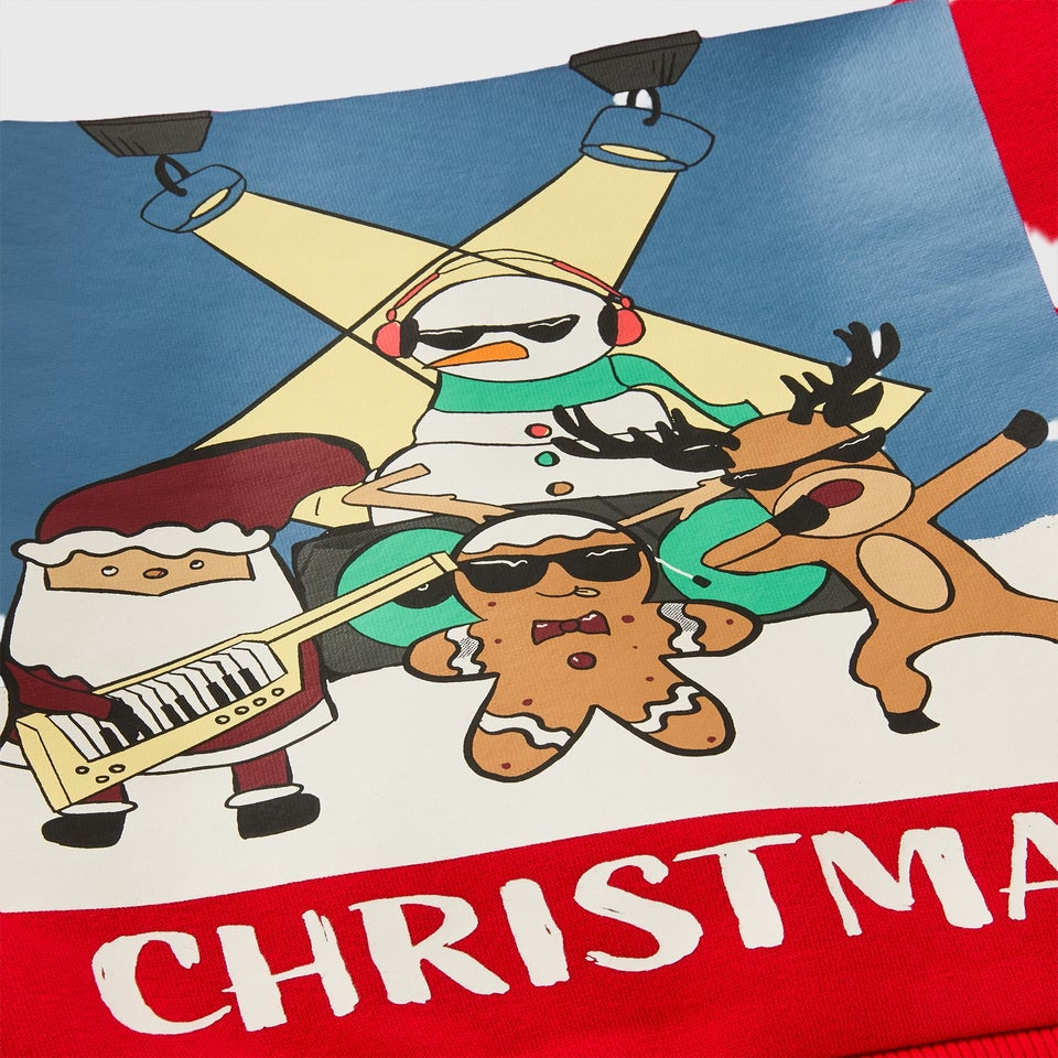 Boys Red Christmas Rock N Roll Sweatshirt (1-7yrs)