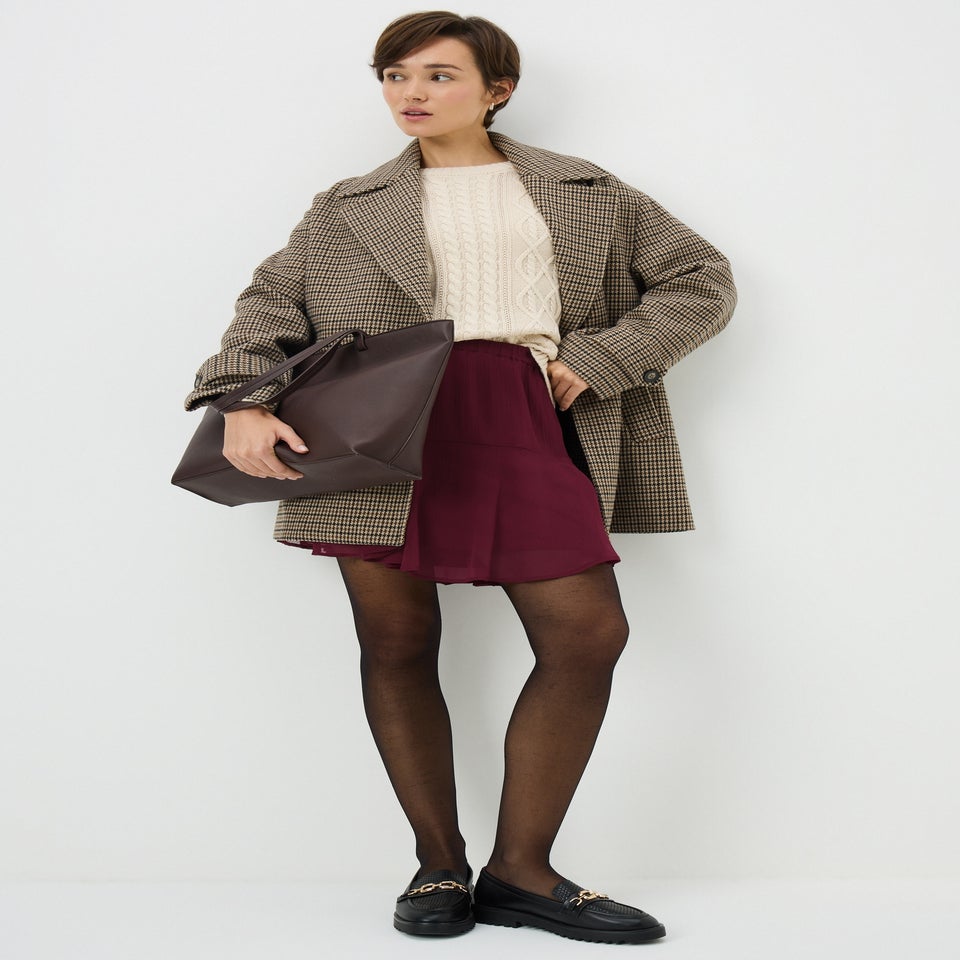 Burgundy Tiered Mini Skirt