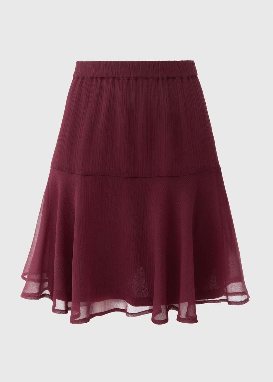 Burgundy Tiered Mini Skirt