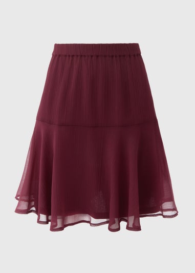 Burgundy Tiered Mini Skirt