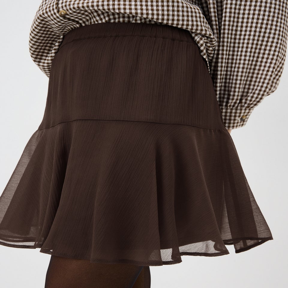 Brown Mini Tiered Skirt