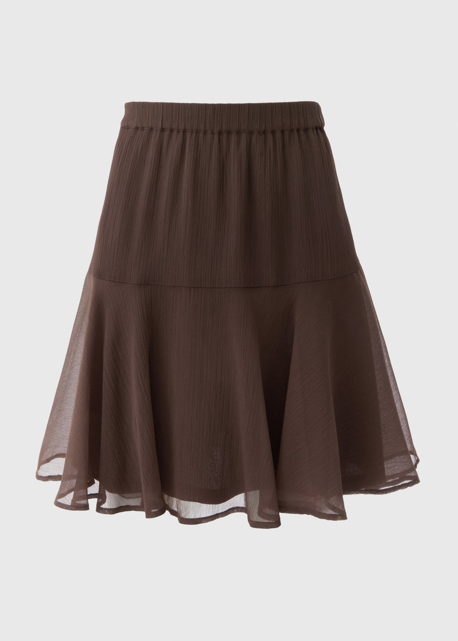 Brown Mini Tiered Skirt