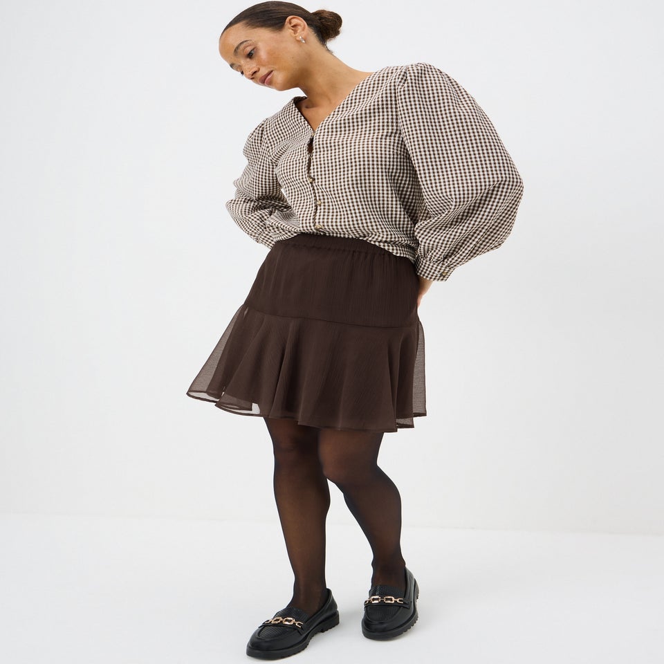 Brown Mini Tiered Skirt