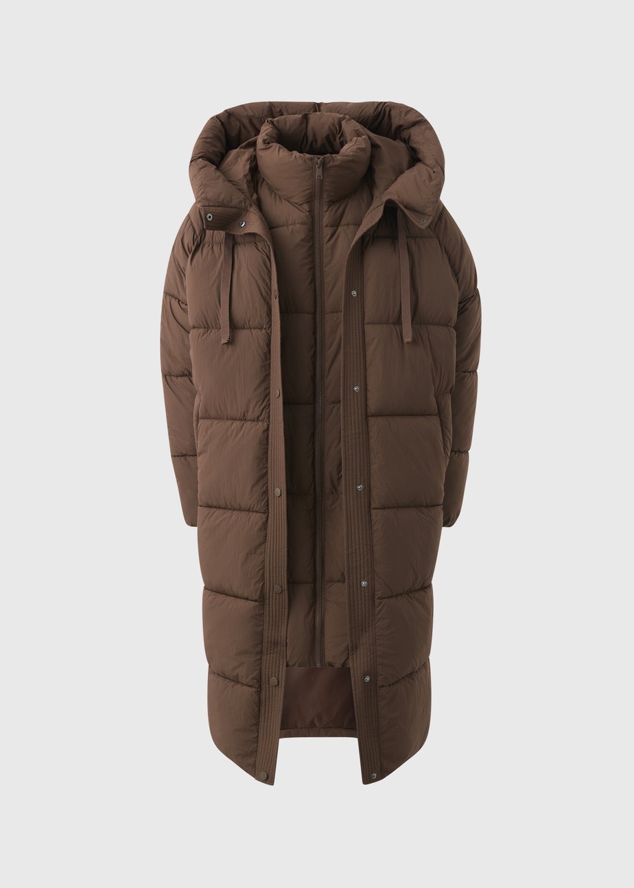 Papaya Petite Brown Padded Long Showerproof Wrap Coat