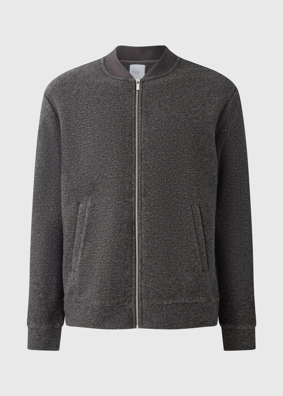 Grey Texture Bomber Jacket