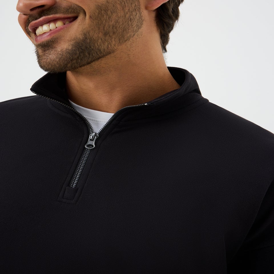 Black Microfleece Quarter Zip Jumper