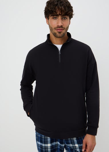 Black Microfleece Quarter Zip Jumper