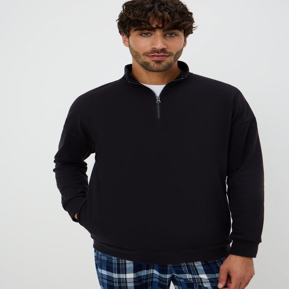 Black Microfleece Quarter Zip Jumper
