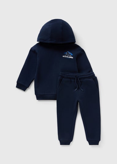 Boys Navy Explore Hoodie & Jogging Bottom Set (1-7yrs)