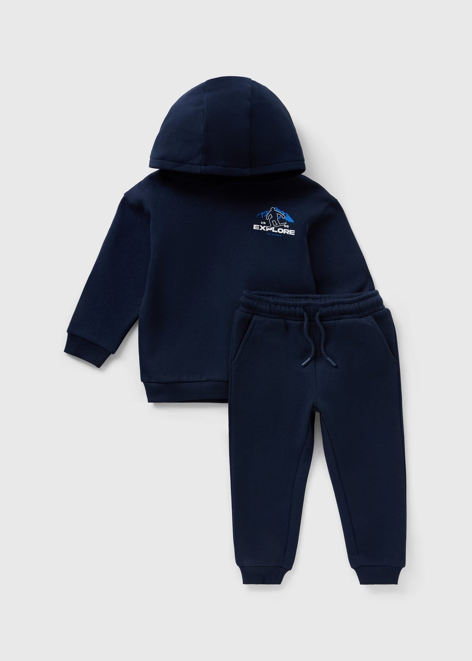 Boys Navy Explore Hoodie & Jogging Bottom Set (1-7yrs)