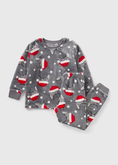Boys Grey Christmas Console Fleece Pyjamas (7-13yrs)