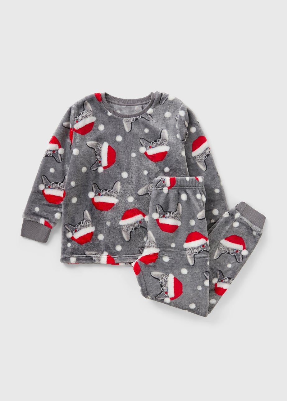 Boys Grey Christmas Console Fleece Pyjamas (7-13yrs)
