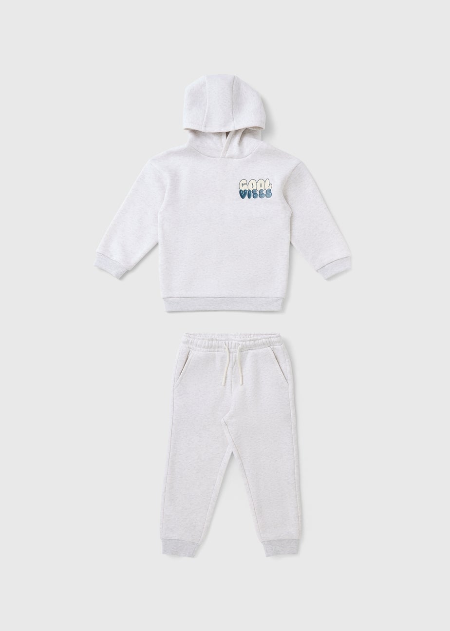 Boys Grey Cool Vibes Hoodie & Jogging Bottom Set (1-7yrs)