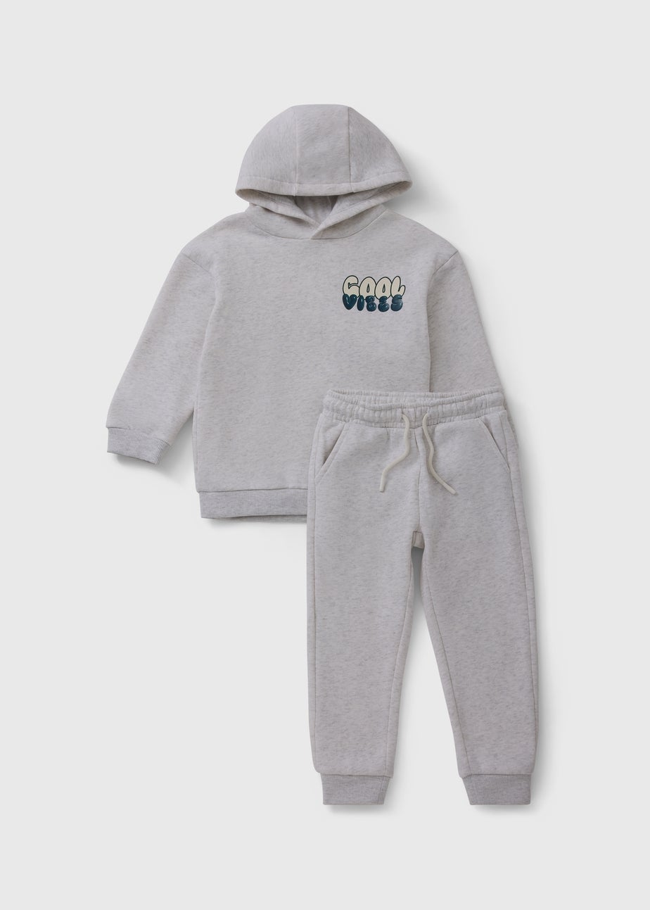 Boys Grey Cool Vibes Hoodie & Jogging Bottom Set (1-7yrs)