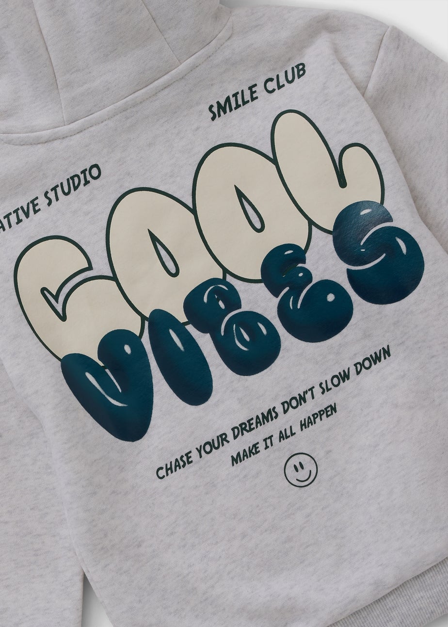 Boys Grey Cool Vibes Hoodie & Jogging Bottom Set (1-7yrs)