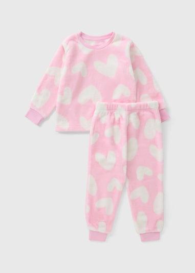 Girls Pink Heart Pyjama Set (1-7 Years)