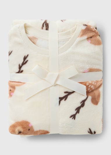 Kids Cream Reindeer Christmas Pyjama Set (1-7yrs)