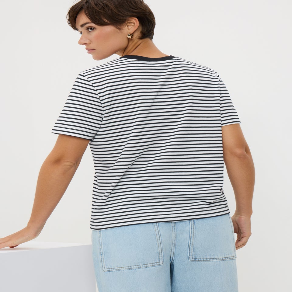 White Striped Bow T-Shirt