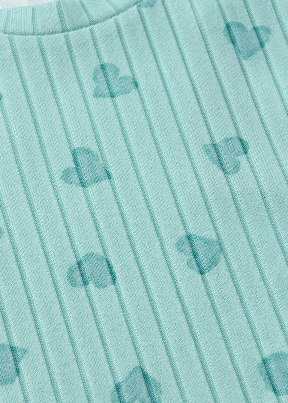 Girls Sage Heart Ribbed Pyjama Set (1-7yrs)