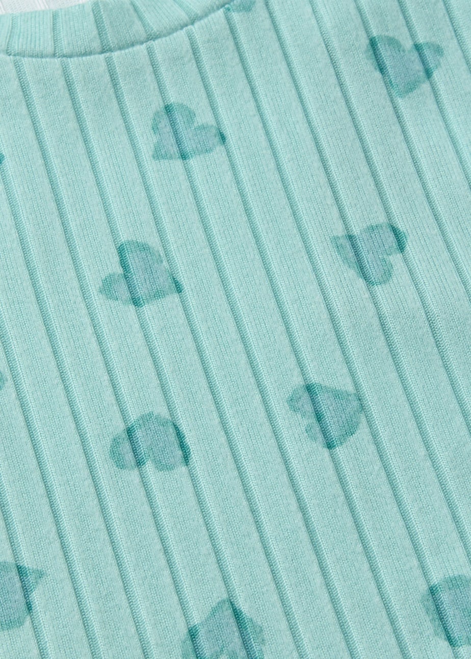 Girls Sage Heart Ribbed Pyjama Set (1-7yrs)