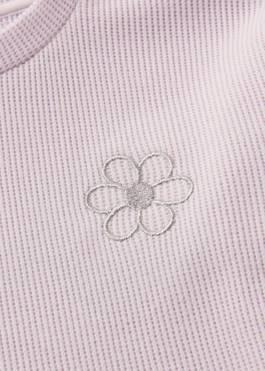 Girls Lilac Waffle Flower Pyjama Set (1-7yrs)