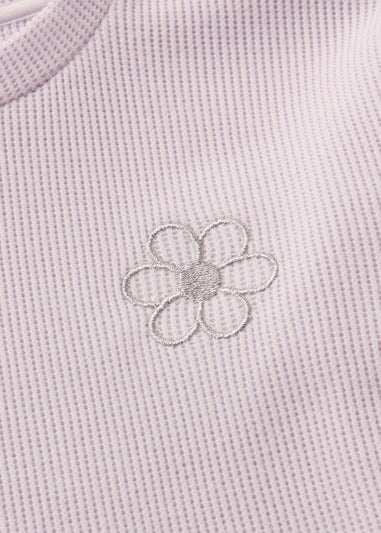 Girls Lilac Waffle Flower Pyjama Set (1-7yrs)