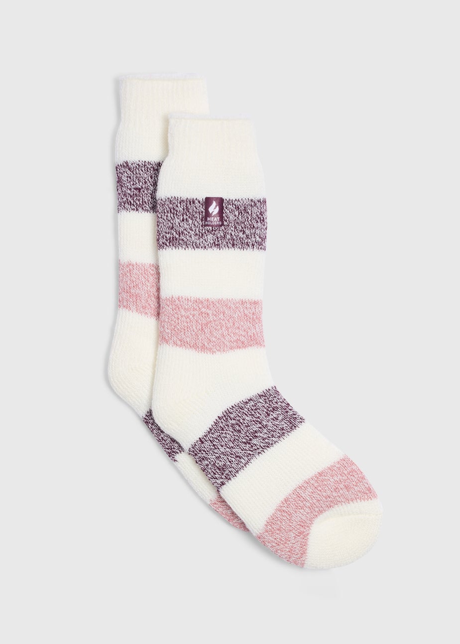 Heat Holders Cream Stripe Socks