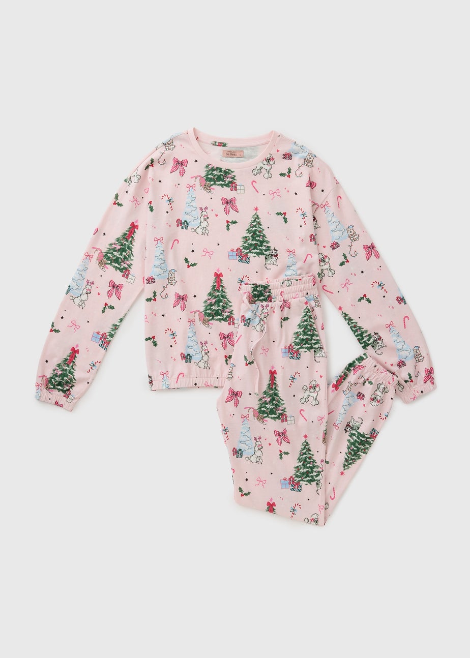 Pink Christmas Poodle Pyjama Set