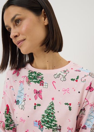 Pink Christmas Poodle Pyjama Set
