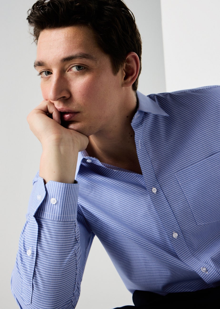 Taylor & Wright 3 Pack Blue Check Easy Care Regular Fit Shirts