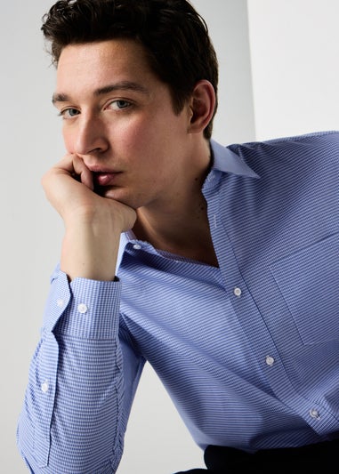 Taylor & Wright 3 Pack Blue Check Easy Care Regular Fit Shirts