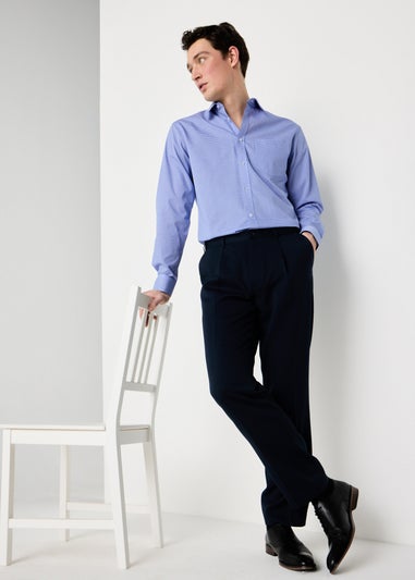 Taylor & Wright 3 Pack Blue Check Easy Care Regular Fit Shirts