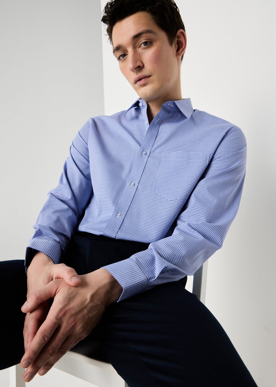 Taylor & Wright 3 Pack Blue Check Easy Care Regular Fit Shirts